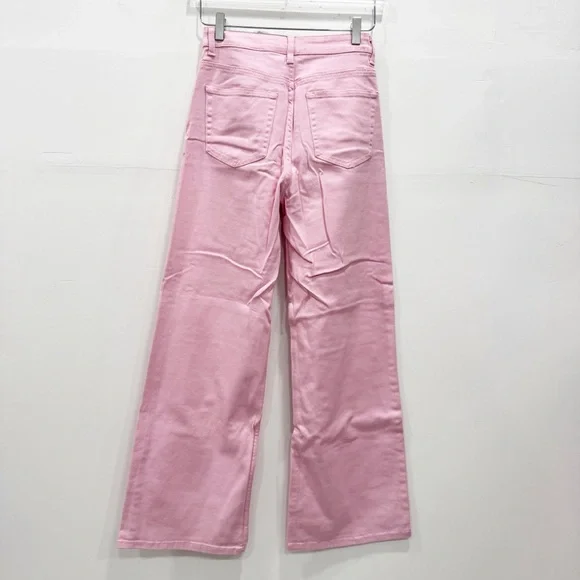 H&M High Rise Wide Leg Pink Jeans Size 4 Cotton Blend - Picture 5 of 6